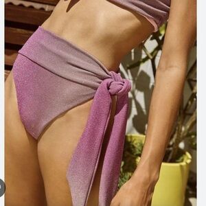 Beach Riot Claire Bikini Bottom Pink Purple Ombre Glitter Size XS NWT